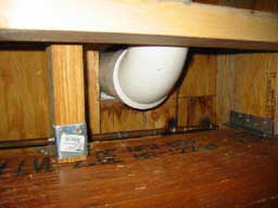 joists, toilet pipe