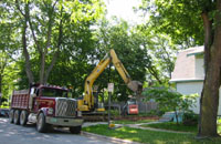 truck and backhoe