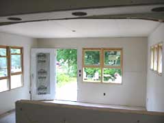 drywalled eating area