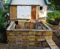 forms with drying concrete