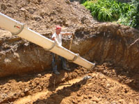 man, cement chute