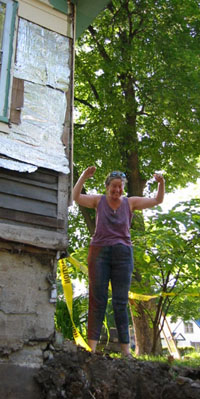 woman preparing to dive