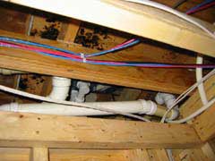 plumbing, wires, joists